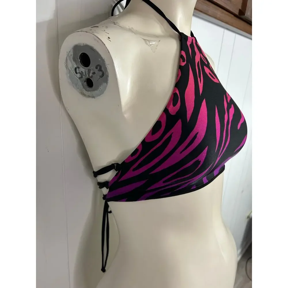 The Attico Animal Print Halter Bikini Top - Size XS-S